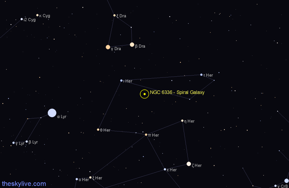 Finder chart NGC 6336 - Spiral Galaxy in Hercules star