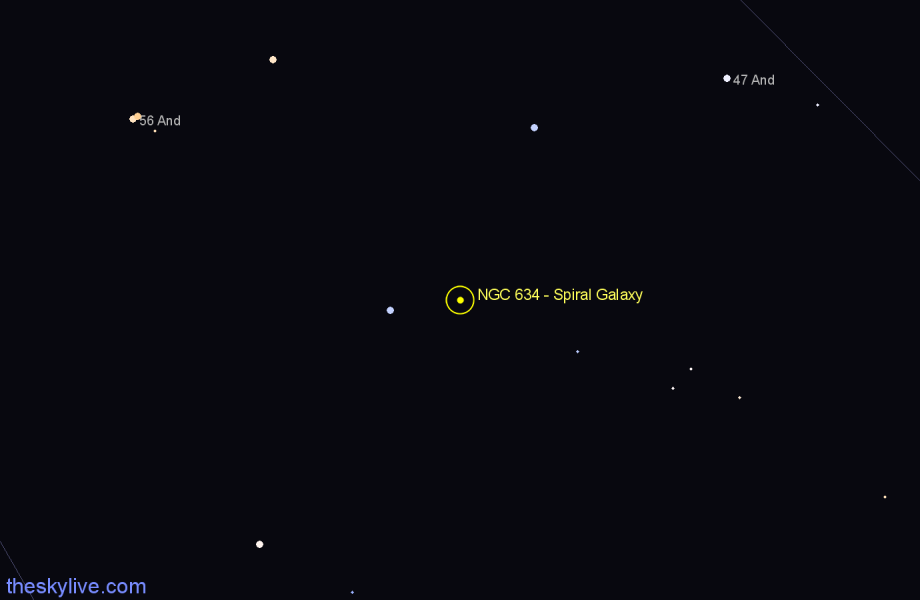 Finder chart NGC 634 - Spiral Galaxy in Triangulum star
