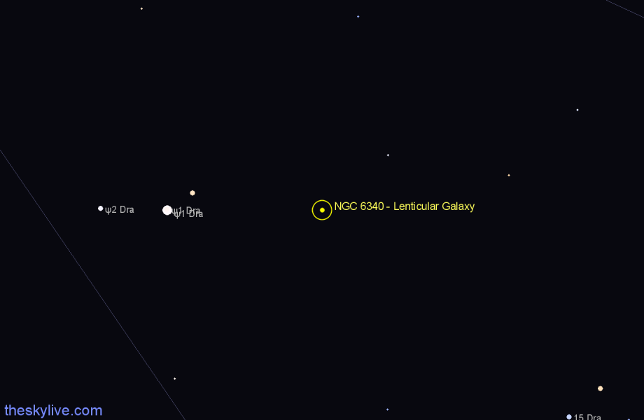 Finder chart NGC 6340 - Lenticular Galaxy in Draco star