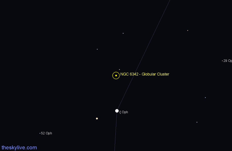 Finder chart NGC 6342 - Globular Cluster in Ophiuchus star