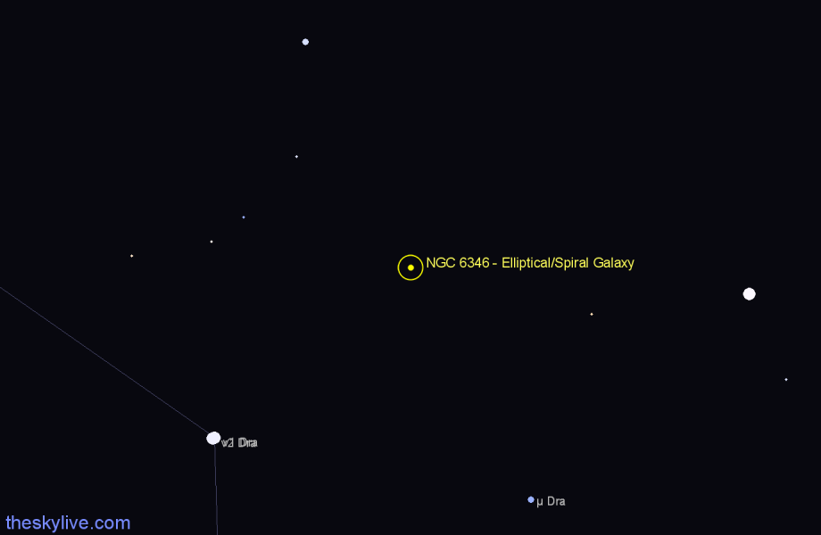 Finder chart NGC 6346 - Elliptical/Spiral Galaxy in Draco star