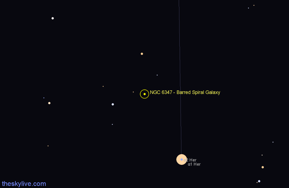 Finder chart NGC 6347 - Barred Spiral Galaxy in Hercules star