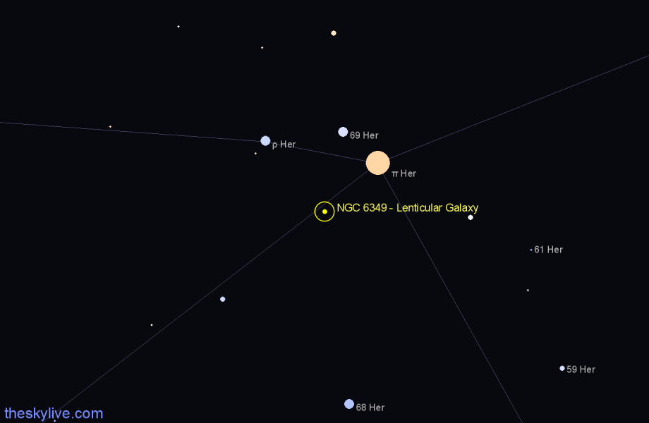 Finder chart NGC 6349 - Lenticular Galaxy in Hercules star