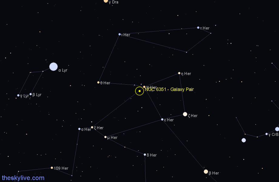 Finder chart NGC 6351 - Galaxy Pair in Hercules star