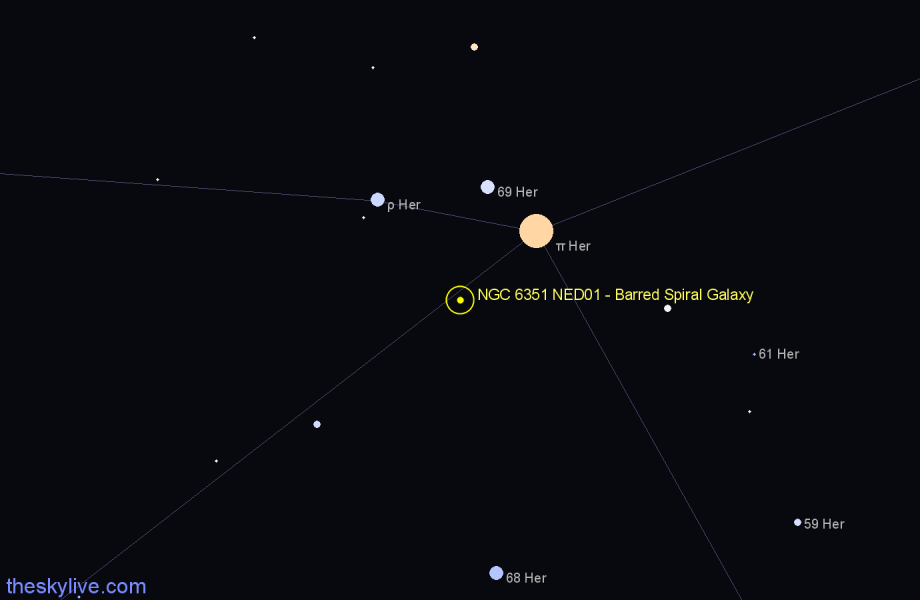 Finder chart NGC 6351 NED01 - Barred Spiral Galaxy in Hercules star