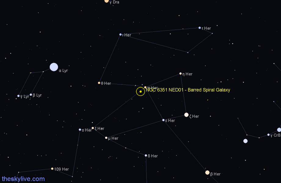 Finder chart NGC 6351 NED01 - Barred Spiral Galaxy in Hercules star