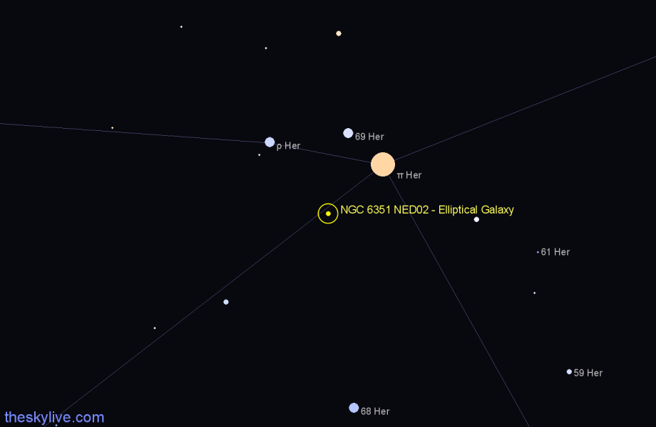 Finder chart NGC 6351 NED02 - Elliptical Galaxy in Hercules star