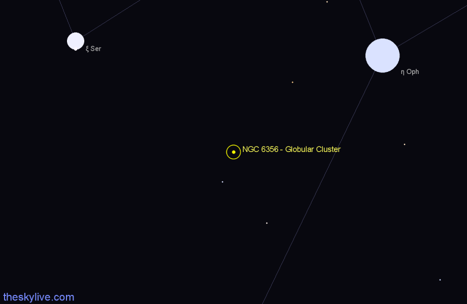 Finder chart NGC 6356 - Globular Cluster in Ophiuchus star