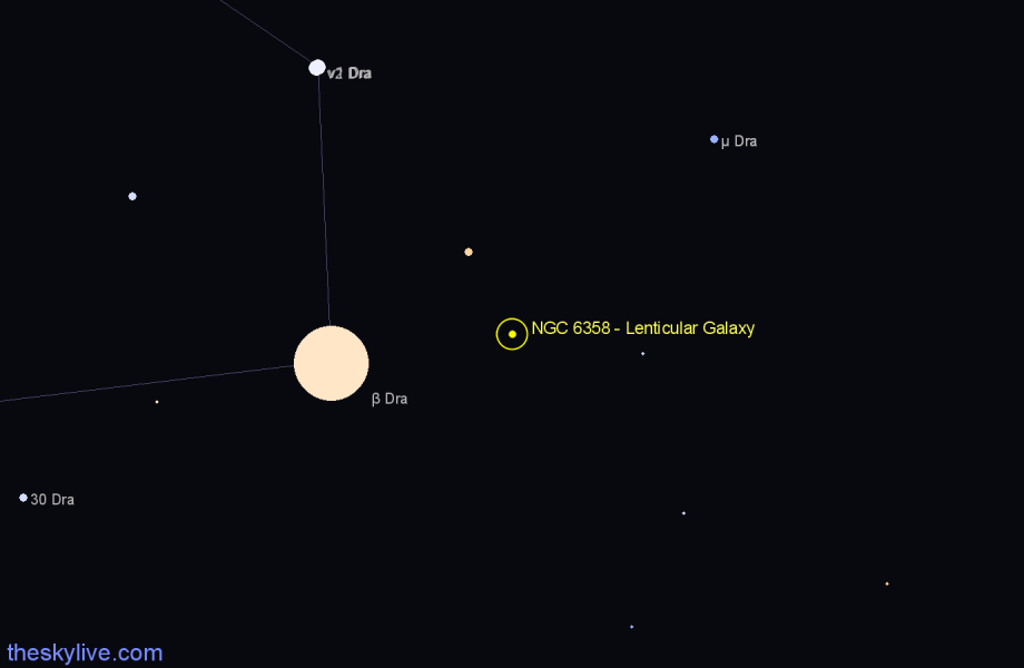 Finder chart NGC 6358 - Lenticular Galaxy in Draco star