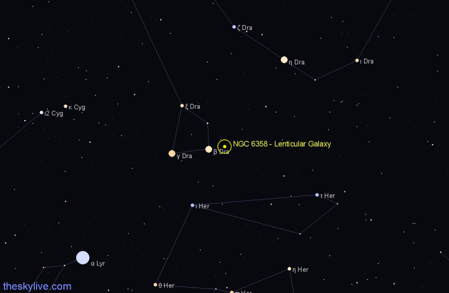 Finder chart NGC 6358 - Lenticular Galaxy in Draco star