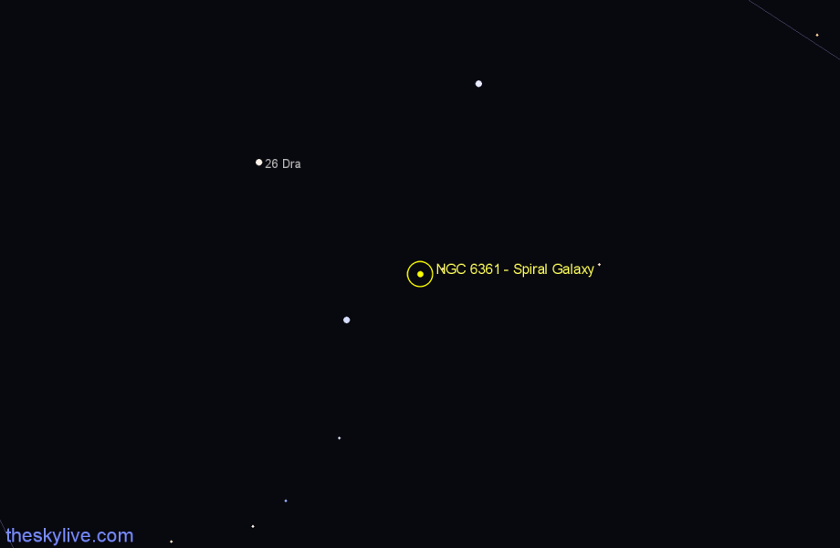 Finder chart NGC 6361 - Spiral Galaxy in Draco star