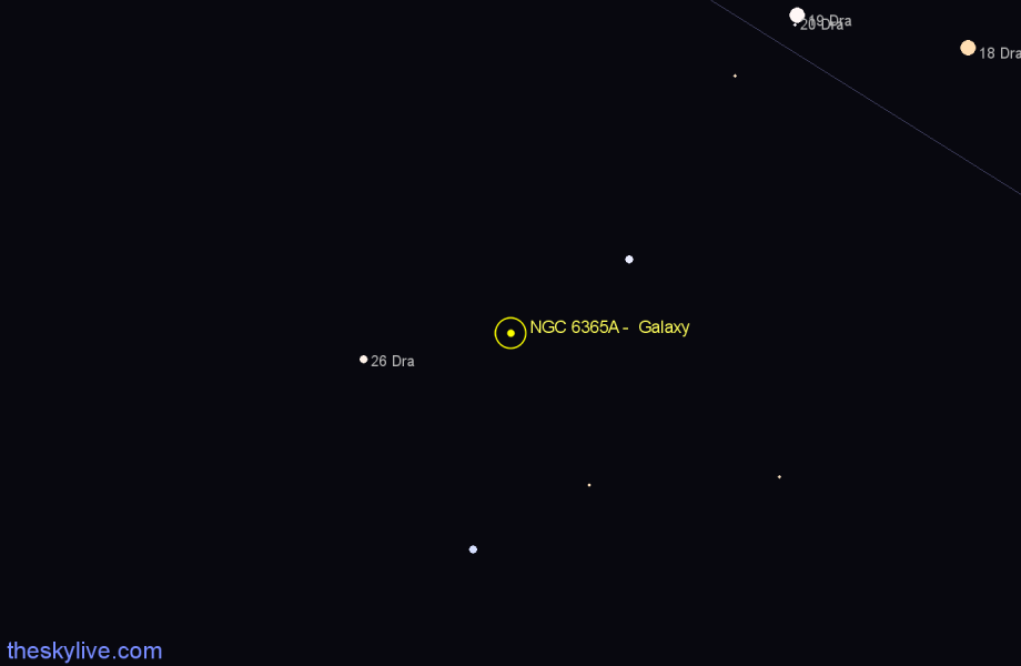 Finder chart NGC 6365A - Galaxy in Draco star