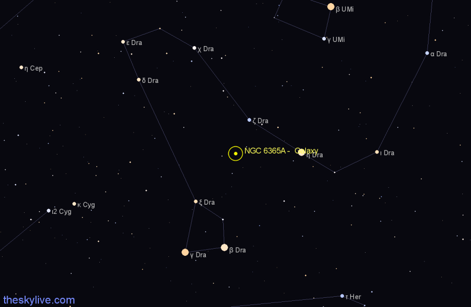 Finder chart NGC 6365A - Galaxy in Draco star