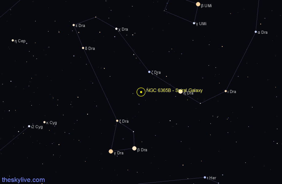 Finder chart NGC 6365B - Spiral Galaxy in Draco star