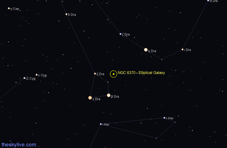 Finder chart NGC 6370 - Elliptical Galaxy in Draco star