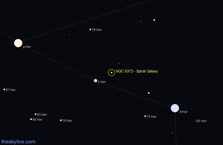 Finder chart NGC 6372 - Spiral Galaxy in Hercules star