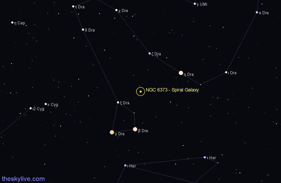Finder chart NGC 6373 - Spiral Galaxy in Draco star