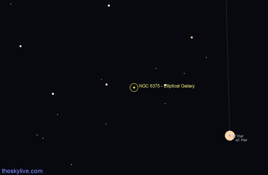 Finder chart NGC 6375 - Elliptical Galaxy in Hercules star