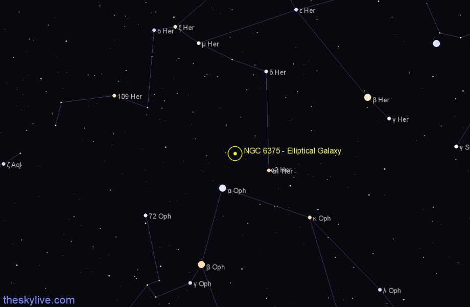 Finder chart NGC 6375 - Elliptical Galaxy in Hercules star