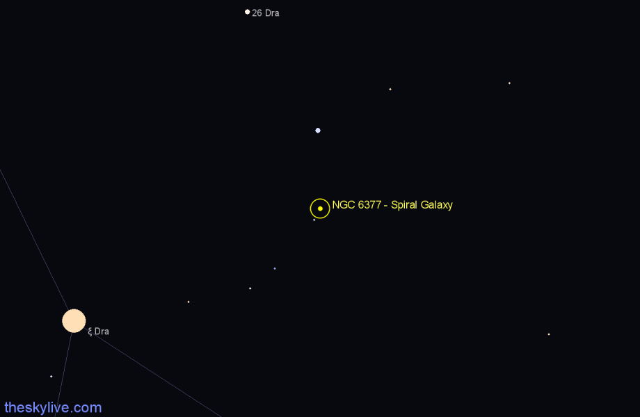 Finder chart NGC 6377 - Spiral Galaxy in Draco star