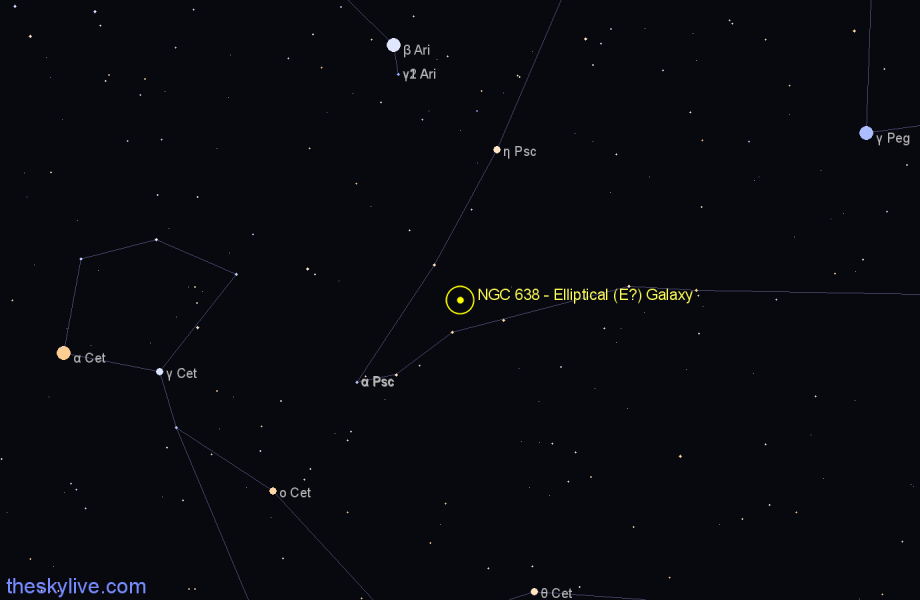 Finder chart NGC 638 - Elliptical (E?) Galaxy in Pisces star