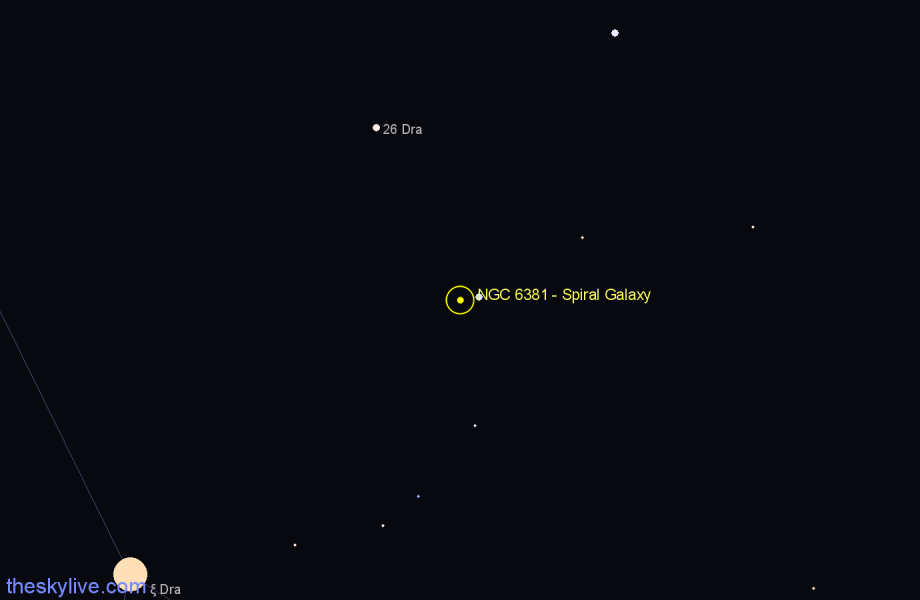 Finder chart NGC 6381 - Spiral Galaxy in Draco star