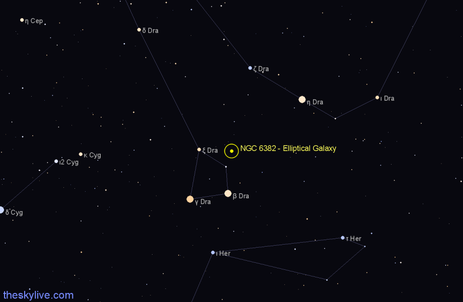 Finder chart NGC 6382 - Elliptical Galaxy in Draco star