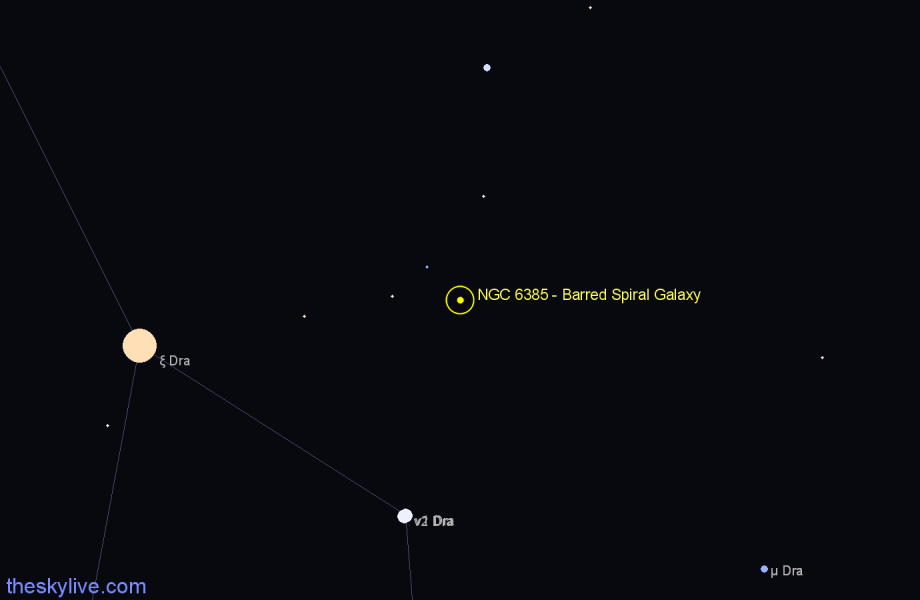 Finder chart NGC 6385 - Barred Spiral Galaxy in Draco star