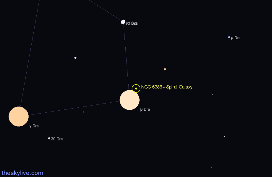 Finder chart NGC 6386 - Spiral Galaxy in Draco star