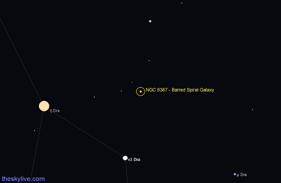 Finder chart NGC 6387 - Barred Spiral Galaxy in Draco star