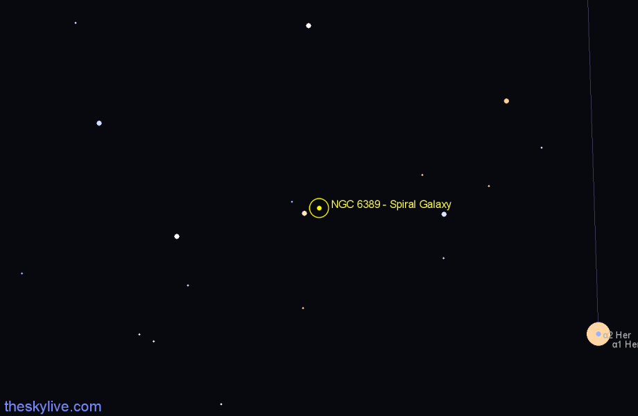 Finder chart NGC 6389 - Spiral Galaxy in Hercules star