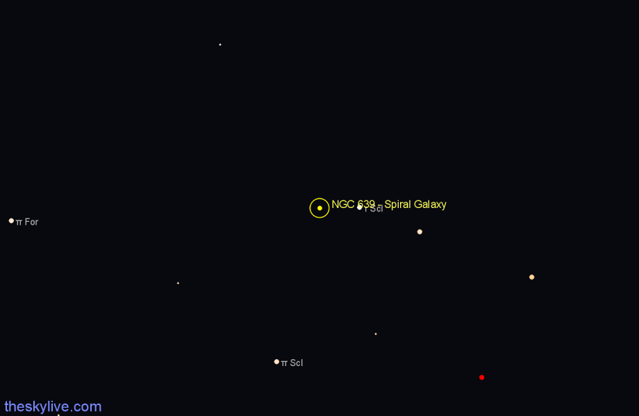 Finder chart NGC 639 - Spiral Galaxy in Sculptor star