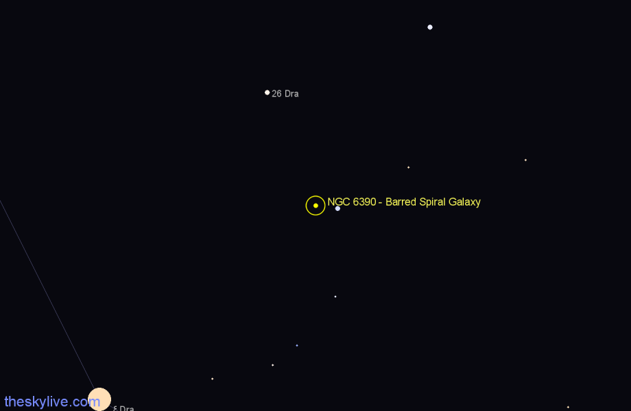 Finder chart NGC 6390 - Barred Spiral Galaxy in Draco star