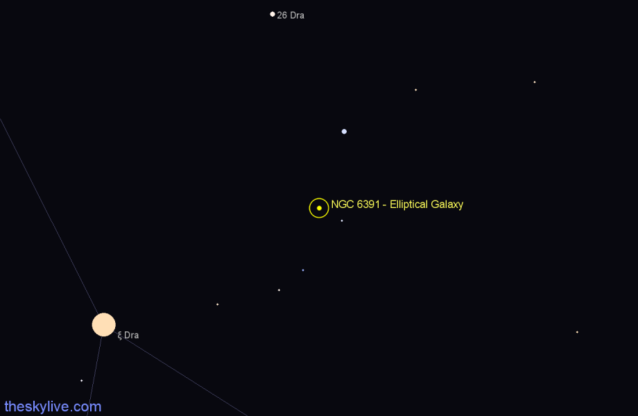 Finder chart NGC 6391 - Elliptical Galaxy in Draco star