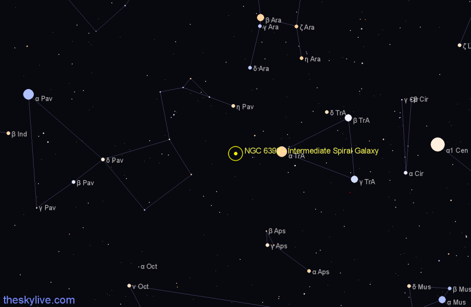 Finder chart NGC 6392 - Intermediate Spiral Galaxy in Apus star