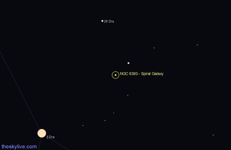 Finder chart NGC 6393 - Spiral Galaxy in Draco star