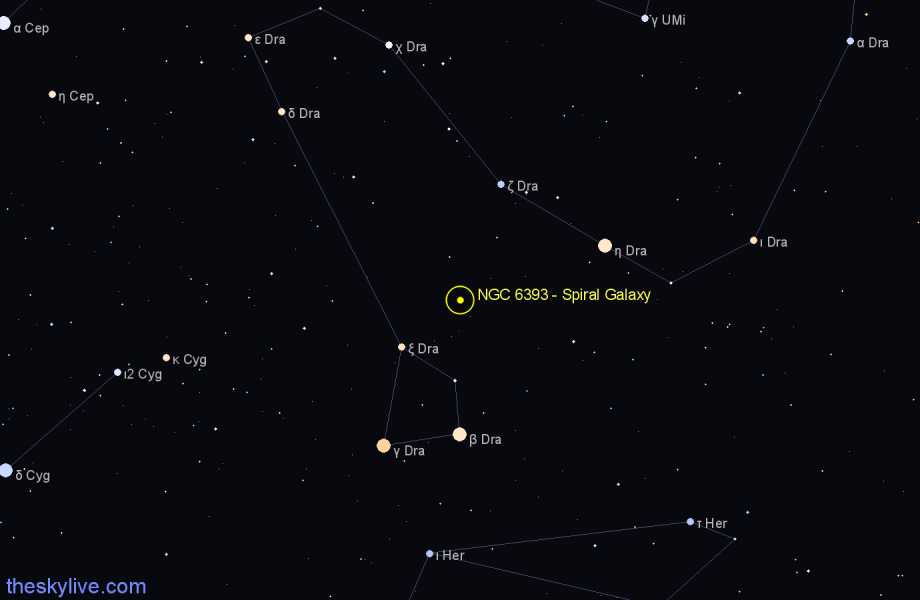 Finder chart NGC 6393 - Spiral Galaxy in Draco star