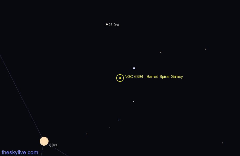 Finder chart NGC 6394 - Barred Spiral Galaxy in Draco star