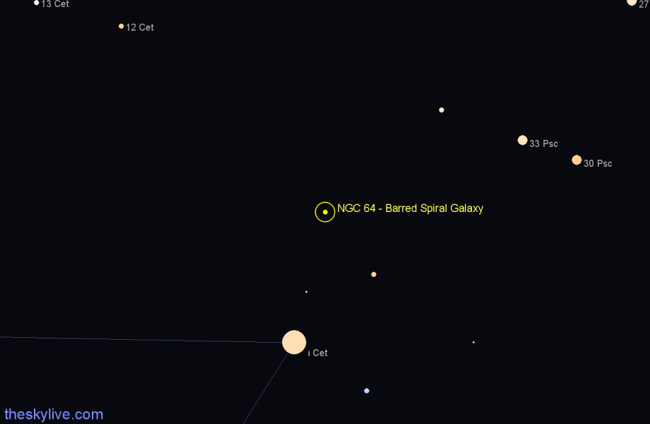 Finder chart NGC 64 - Barred Spiral Galaxy in Cetus star