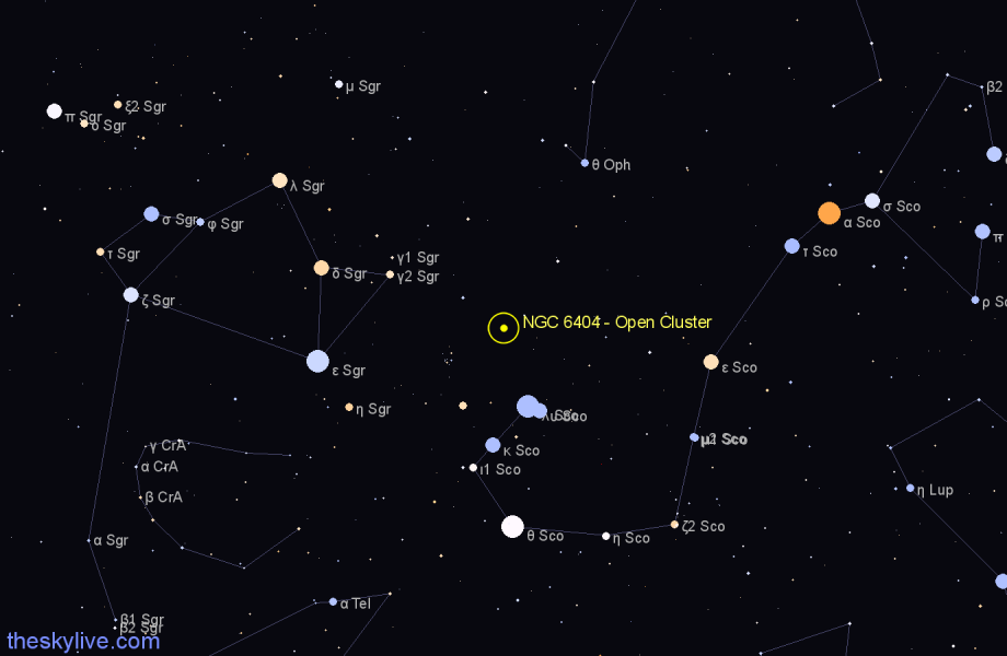 Finder chart NGC 6404 - Open Cluster in Scorpius star