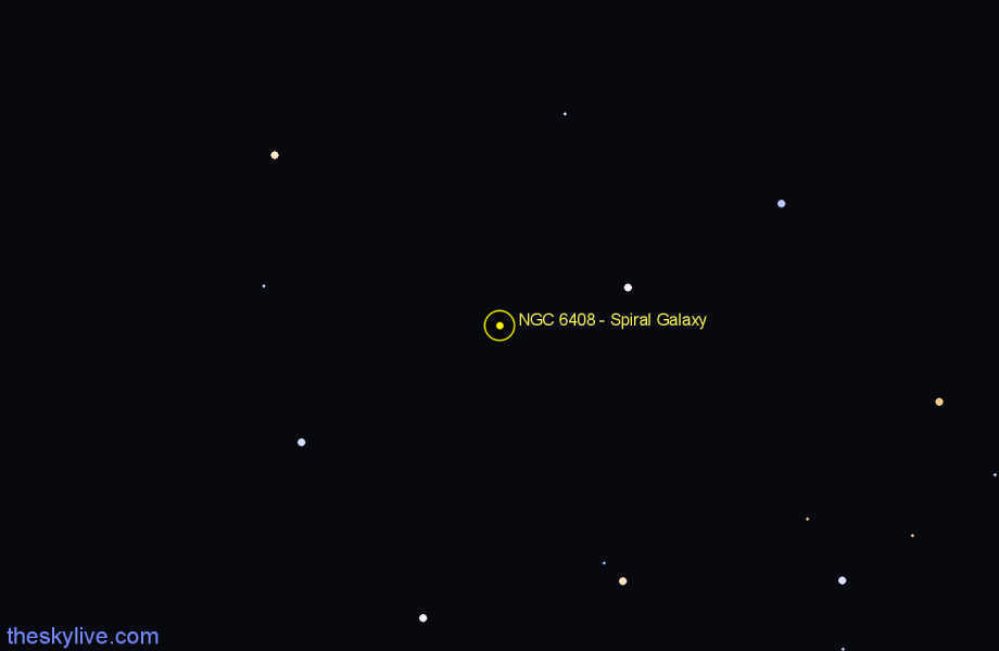 Finder chart NGC 6408 - Spiral Galaxy in Hercules star