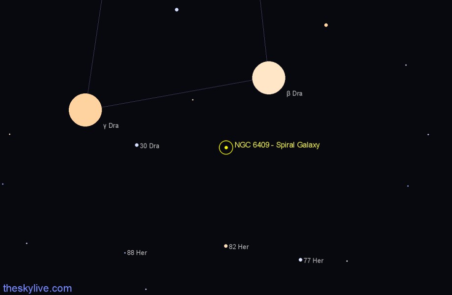 Finder chart NGC 6409 - Spiral Galaxy in Draco star