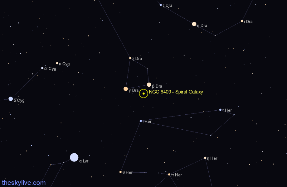 Finder chart NGC 6409 - Spiral Galaxy in Draco star