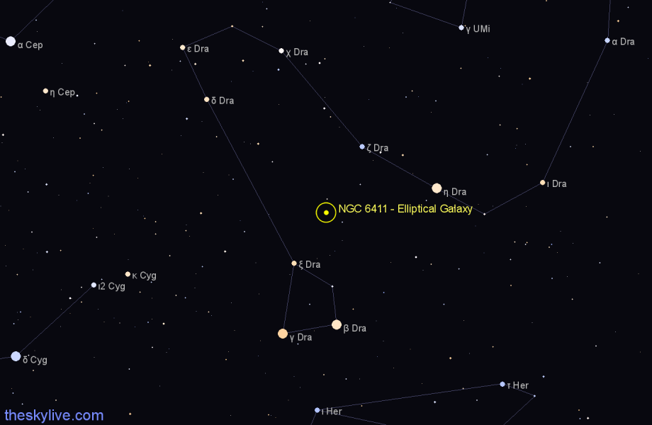 Finder chart NGC 6411 - Elliptical Galaxy in Draco star