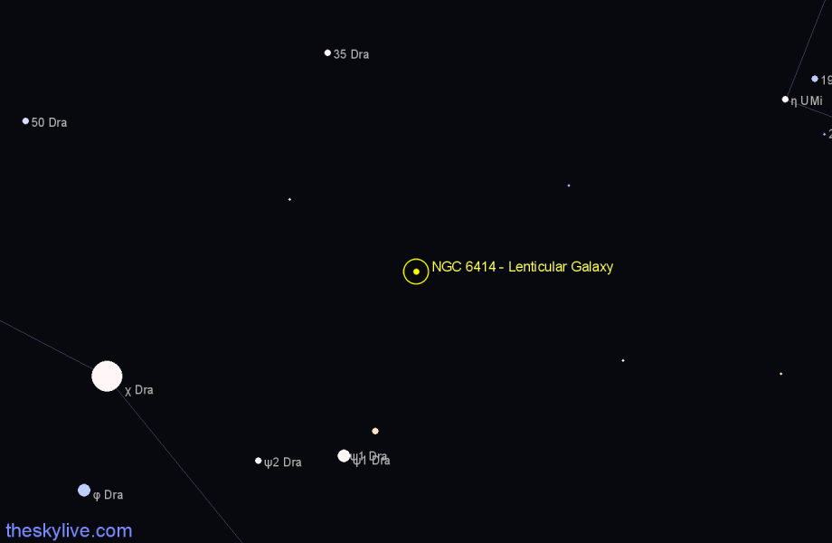 Finder chart NGC 6414 - Lenticular Galaxy in Draco star