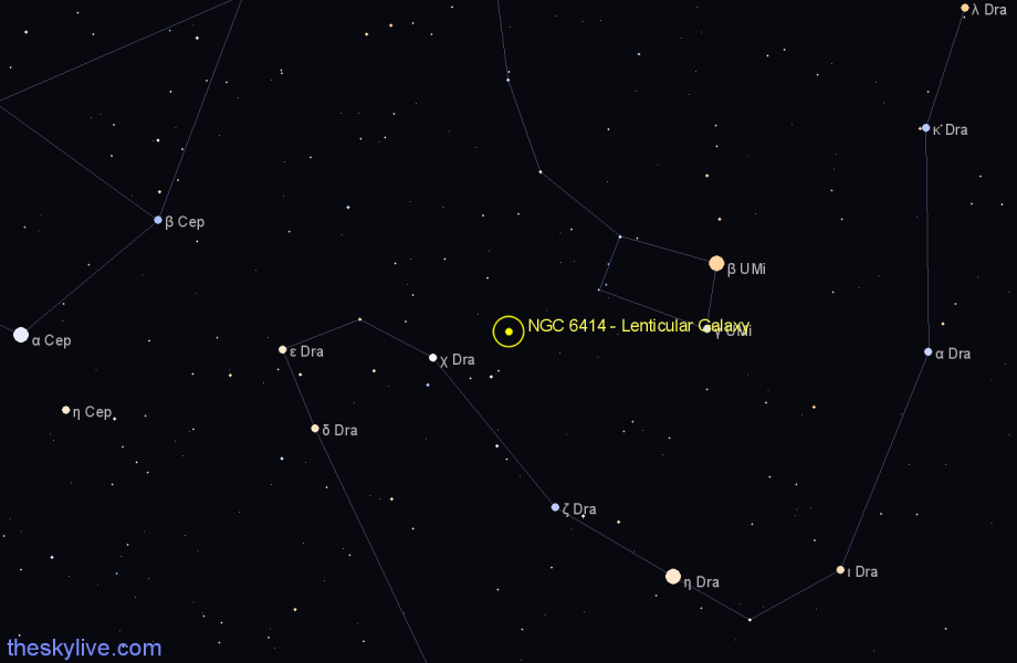 Finder chart NGC 6414 - Lenticular Galaxy in Draco star