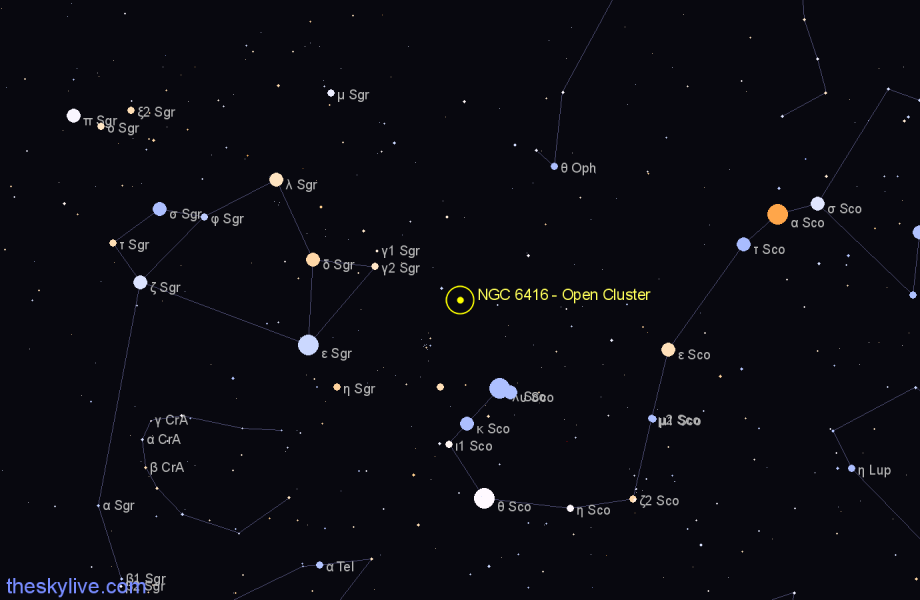 Finder chart NGC 6416 - Open Cluster in Scorpius star