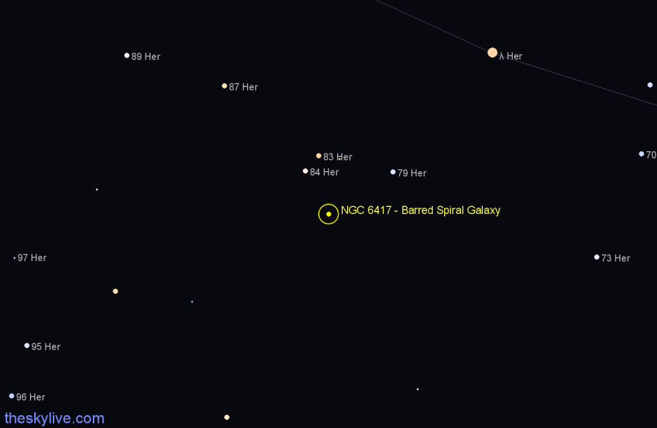 Finder chart NGC 6417 - Barred Spiral Galaxy in Hercules star