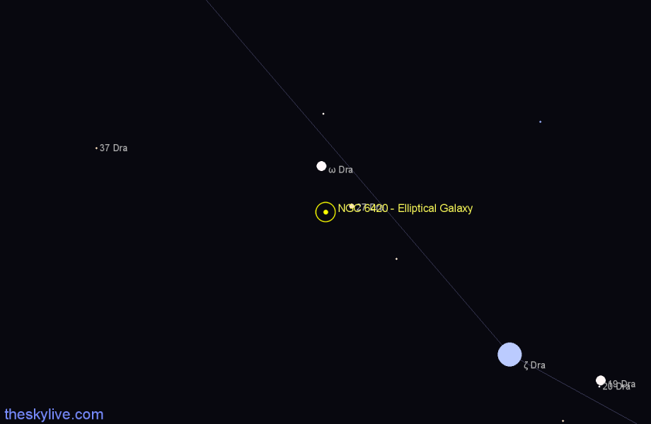 Finder chart NGC 6420 - Elliptical Galaxy in Draco star