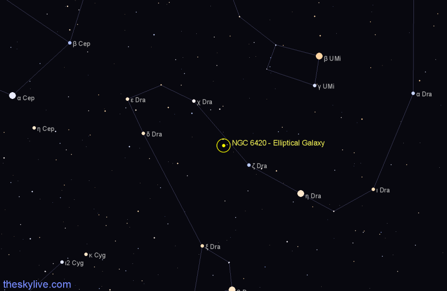 Finder chart NGC 6420 - Elliptical Galaxy in Draco star